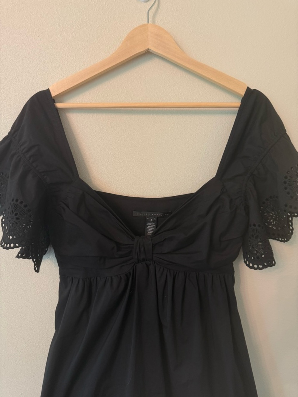 Robert Rodriguez Black Label Black Eyelet Babydoll Dress Size 4 - Picture 5 of 9